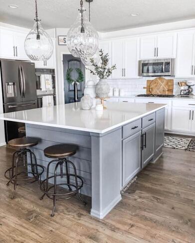 White Kitchen With Gray Island Cabinets Modern Gray Kitchen Cabinets: