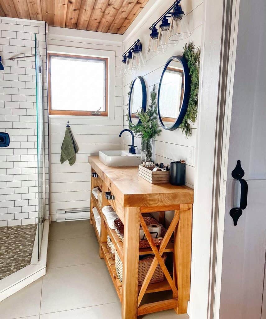 21 White Bathrooms with Wood Accents and a Wealth of Warmth