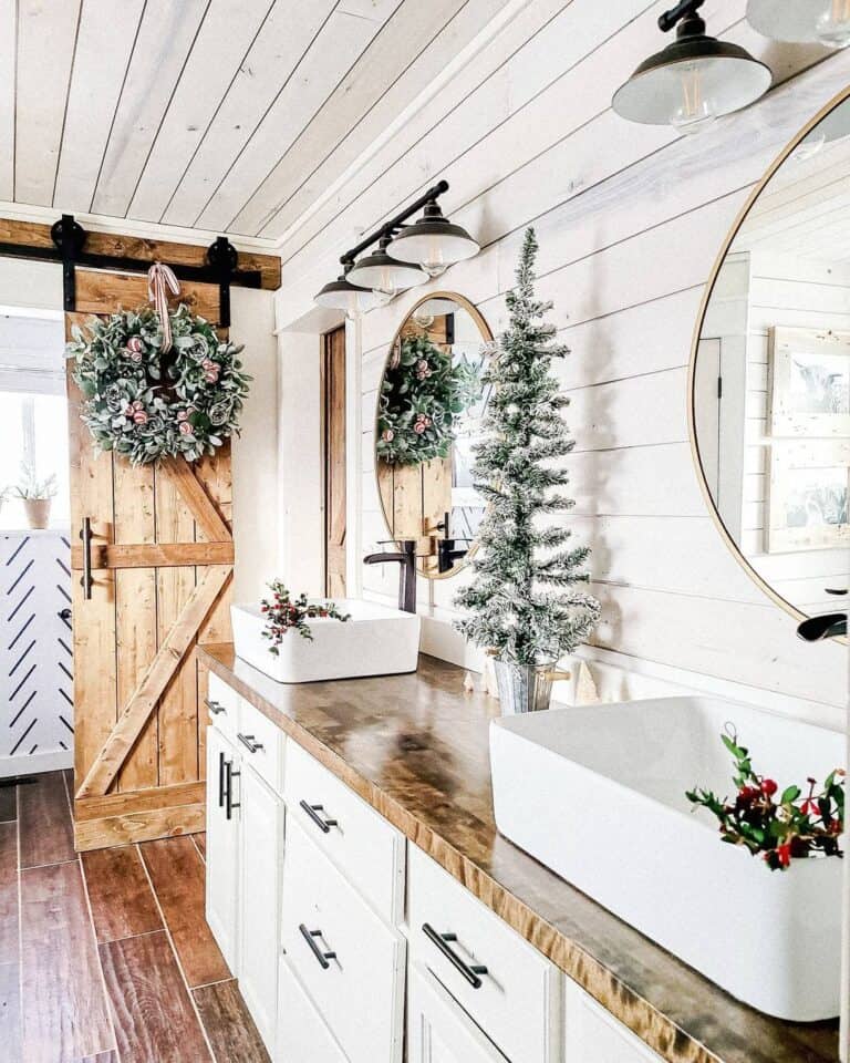 21 White Bathrooms with Wood Accents and a Wealth of Warmth