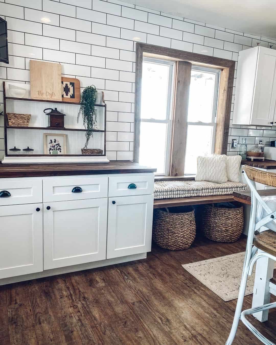 White Kitchen Cabinets with Dark Countertops