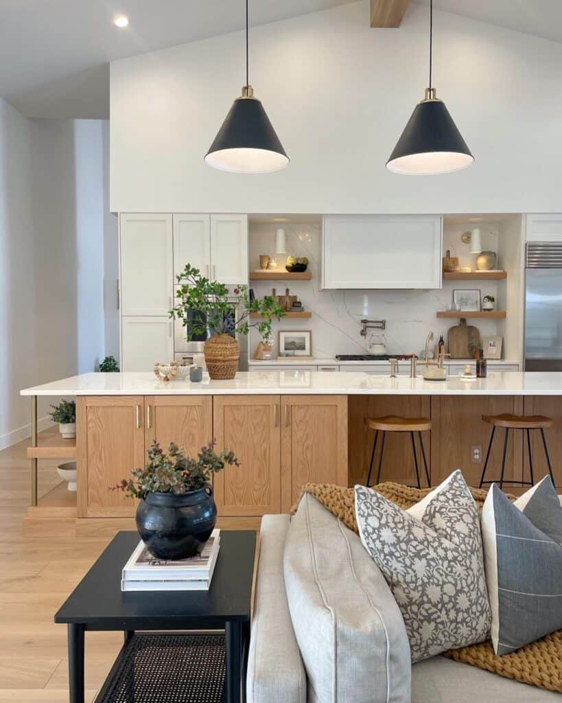 30 White Kitchens with Wood Island for the Ultimate Glow Up