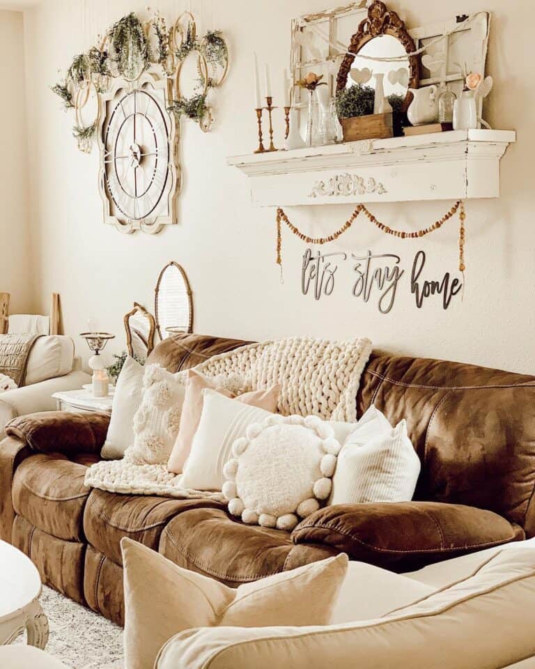 brown couch toss pillows