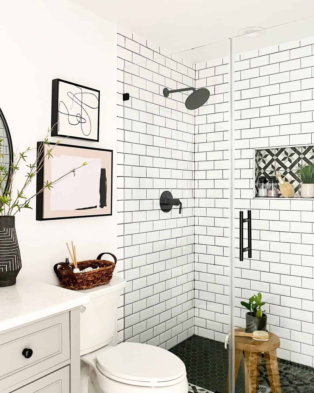 25 Classic White Subway Tile with Black Grout Designs