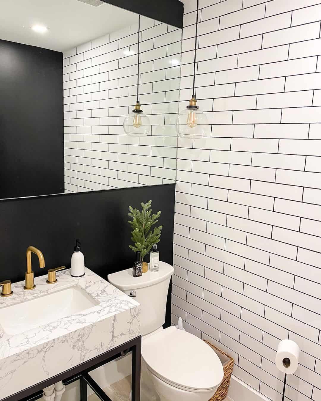 Image showcasing 25 Classic White Subway Tile with Black Grout Designs