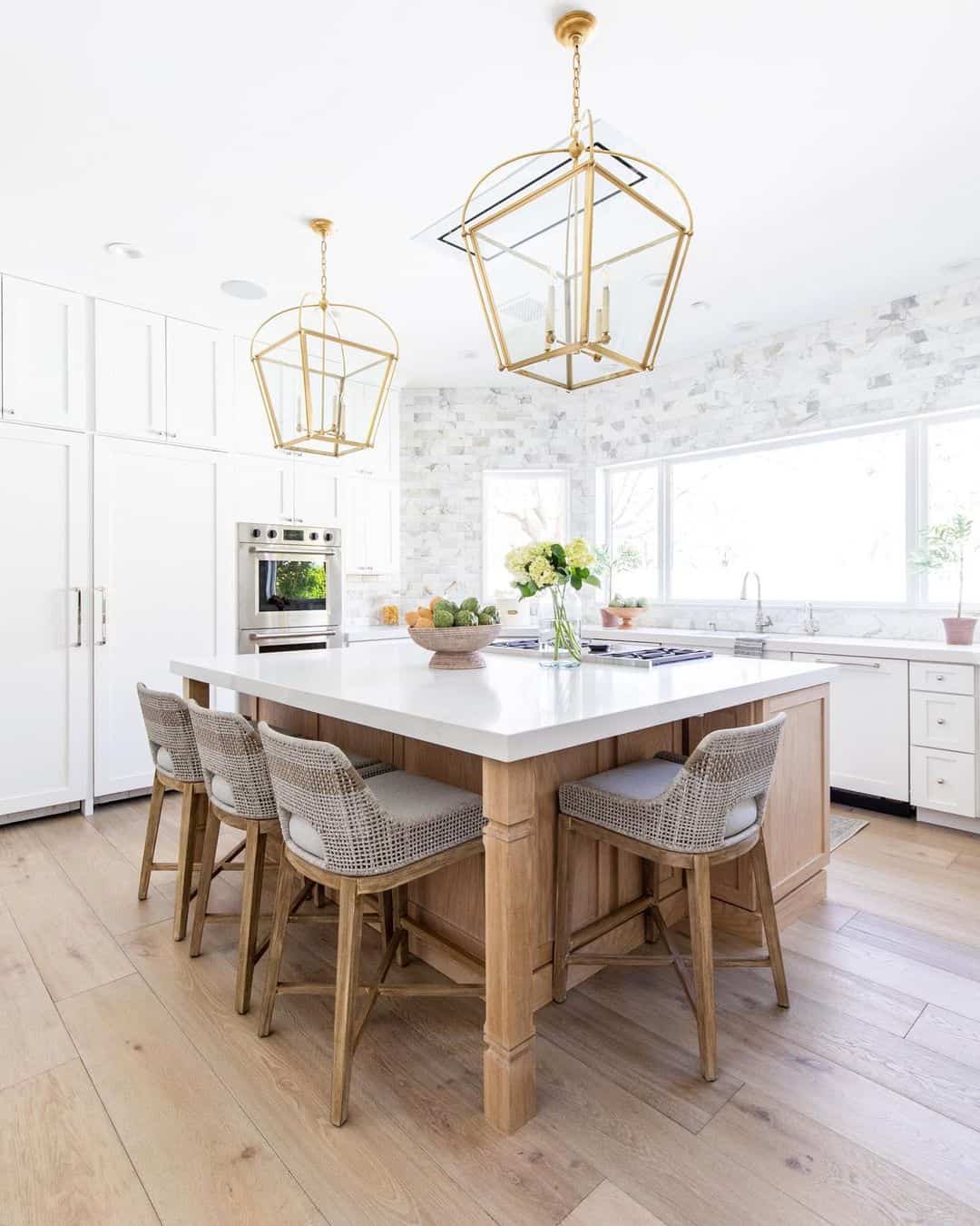 30 White Kitchens with Wood Island for the Ultimate Glow Up