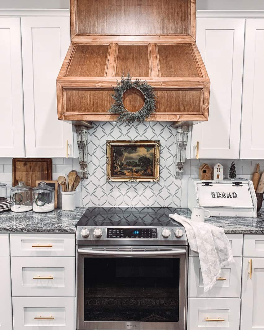 Image showcasing 35 Wood Hood Vent Cover Ideas for an Inviting Kitchen