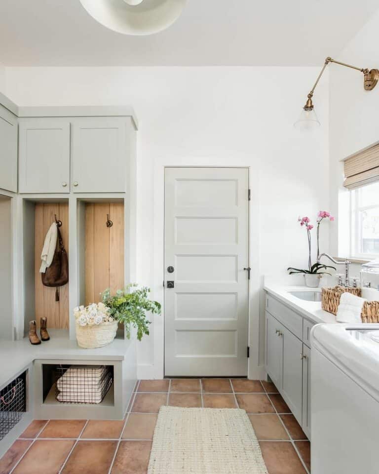 30. Rustic Sophistication in a Functional Mudroom Design