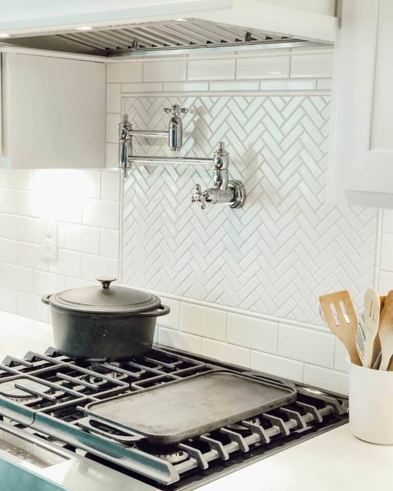 Inspiring White Herringbone Tile Photos