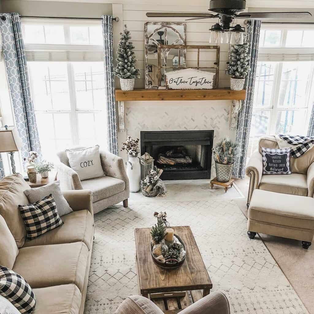 28 Cozy Living Room Farmhouse Wall Decor Ideas