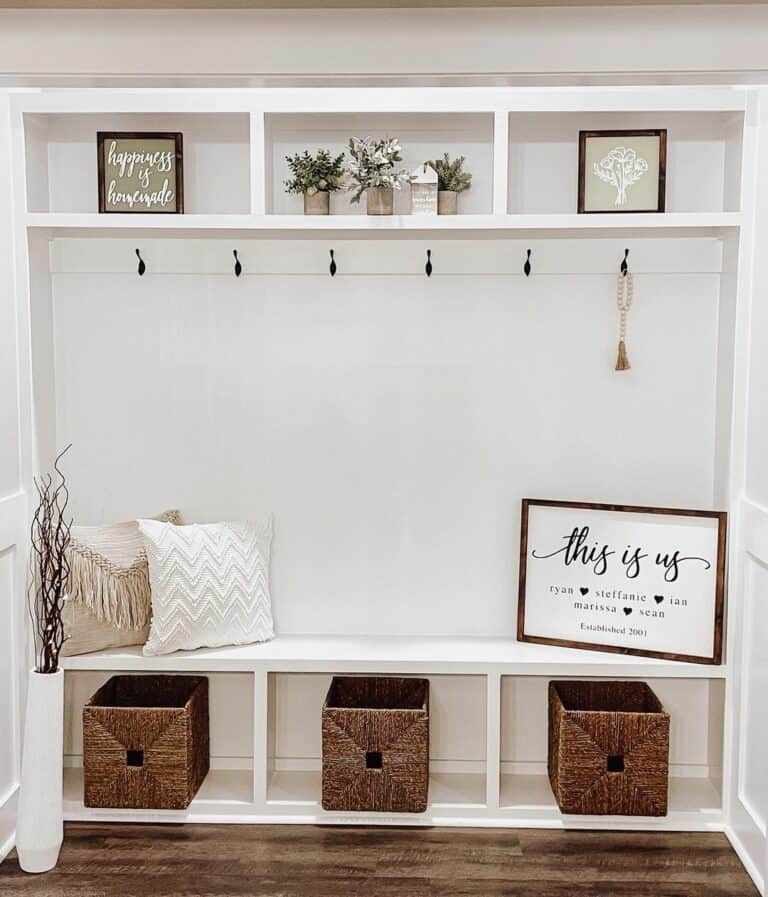 28. Functional Charm: A Bright and Cozy Mudroom Accent