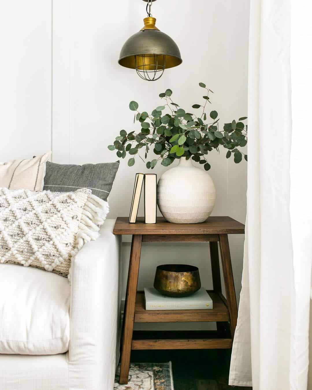 End Table Off Area Rug 29 Farmhouse End Table Ideas to Decorate Your Seating Area