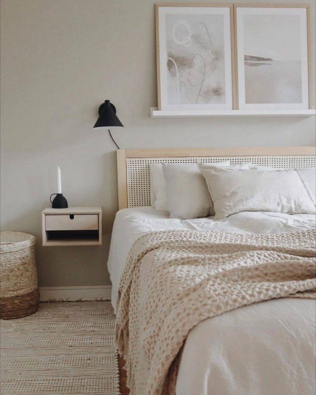 Picture of This minimalist bedroom design is a cozy sanctuary featuring a ...
