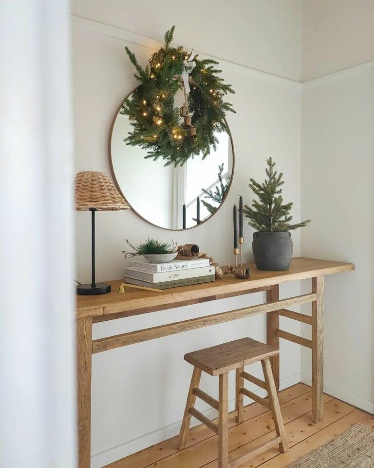 Circular Mirror and Wreath