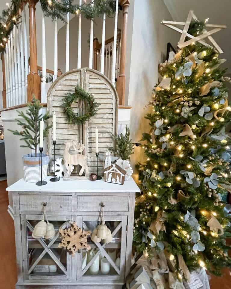 Farmhouse Cabinet Entryway Table Christmas Decor